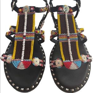 Ash Polynesian Beaded Studded Sandals ~7